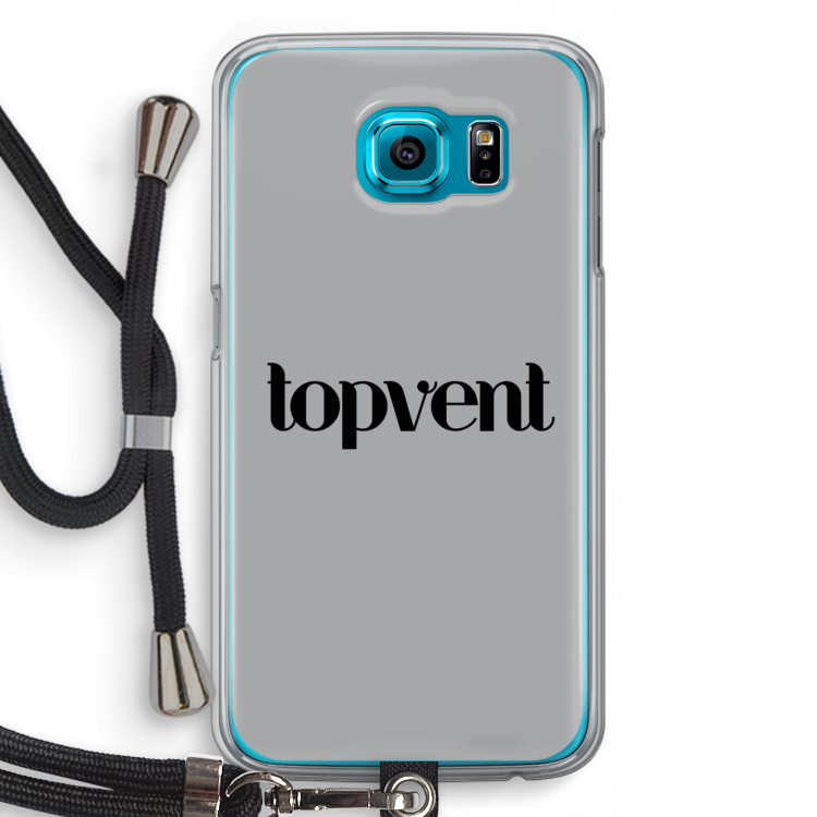 Topvent Grijs Zwart: Samsung Galaxy S6 Transparant Hoesje met koord