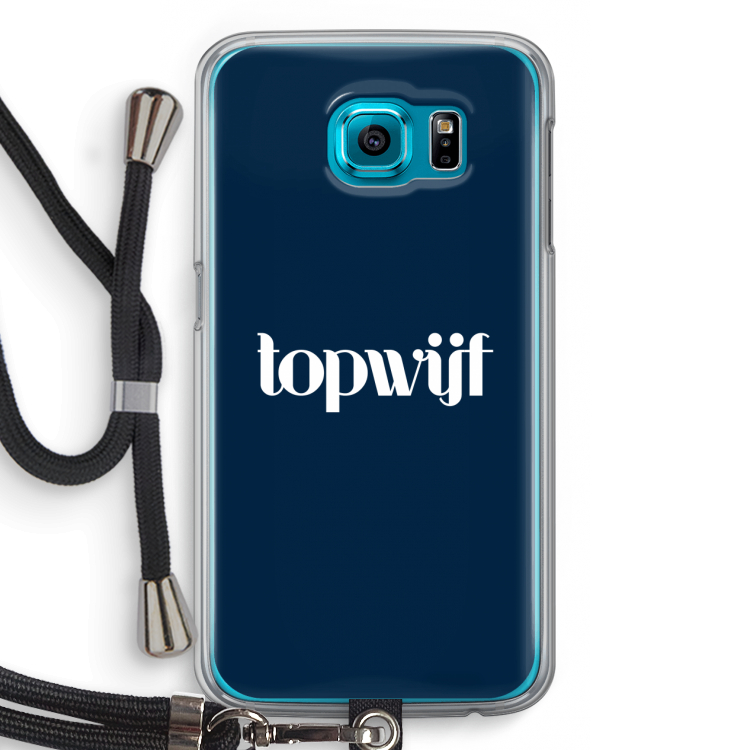 Topwijf Navy: Samsung Galaxy S6 Transparant Hoesje met koord