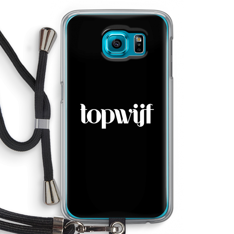 Topwijf Zwart: Samsung Galaxy S6 Transparant Hoesje met koord