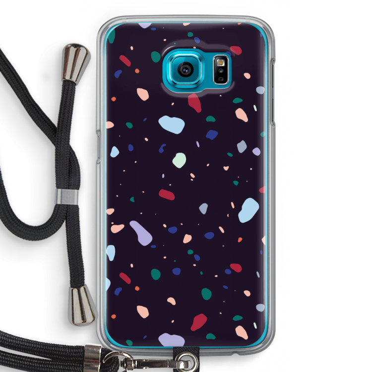 Dark Rounded Terrazzo: Samsung Galaxy S6 Transparant Hoesje met koord