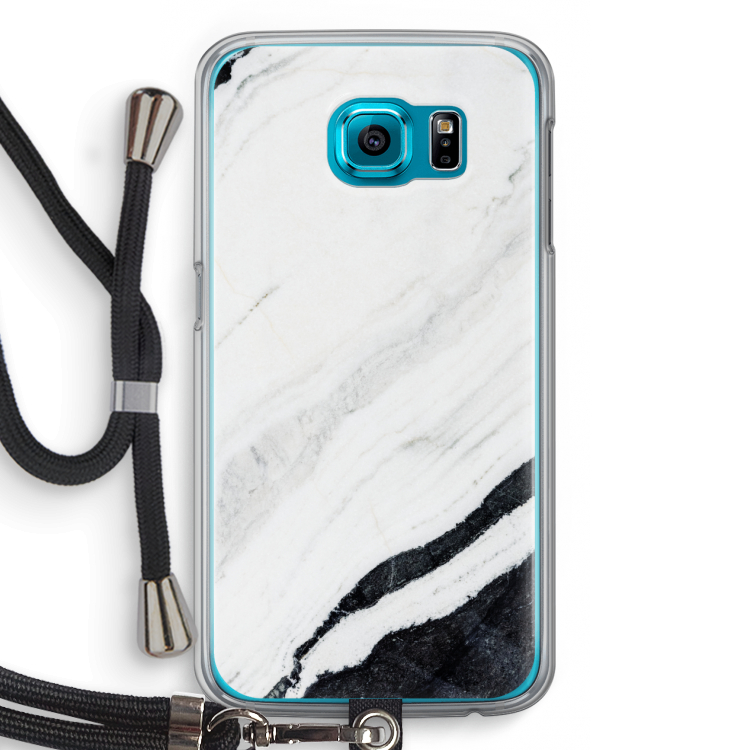 Elegante marmer: Samsung Galaxy S6 Transparant Hoesje met koord