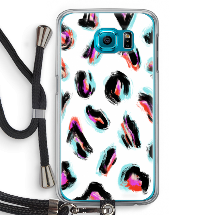 Cheetah color: Samsung Galaxy S6 Transparant Hoesje met koord