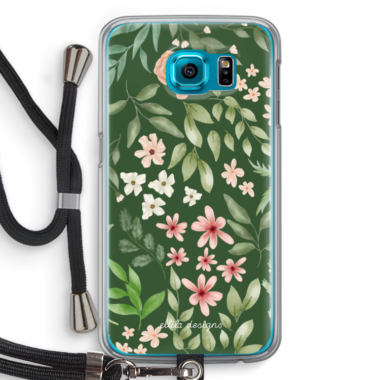Botanical green sweet flower heaven: Samsung Galaxy S6 Transparant Hoesje met koord