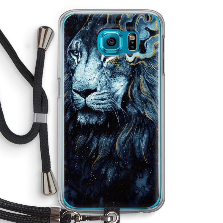 Darkness Lion: Samsung Galaxy S6 Transparant Hoesje met koord
