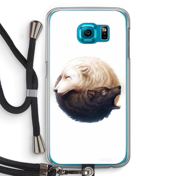 Yin Yang Wolves: Samsung Galaxy S6 Transparant Hoesje met koord