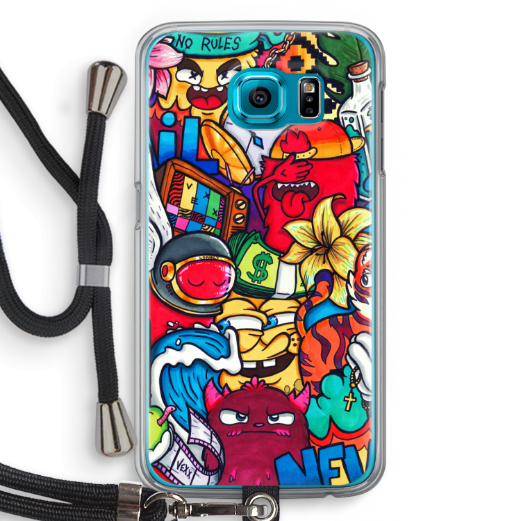 No Rules: Samsung Galaxy S6 Transparant Hoesje met koord