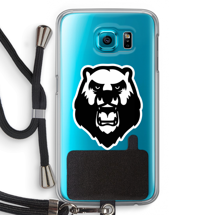 Angry Bear (white): Samsung Galaxy S6 Transparant Hoesje met koord