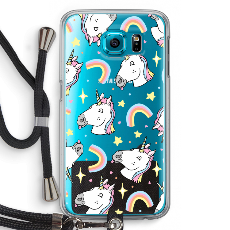 Rainbow Unicorn: Samsung Galaxy S6 Transparant Hoesje met koord