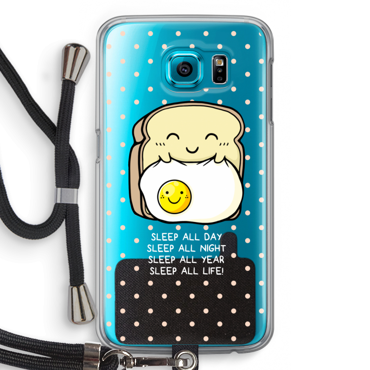 Sleep All Day: Samsung Galaxy S6 Transparant Hoesje met koord