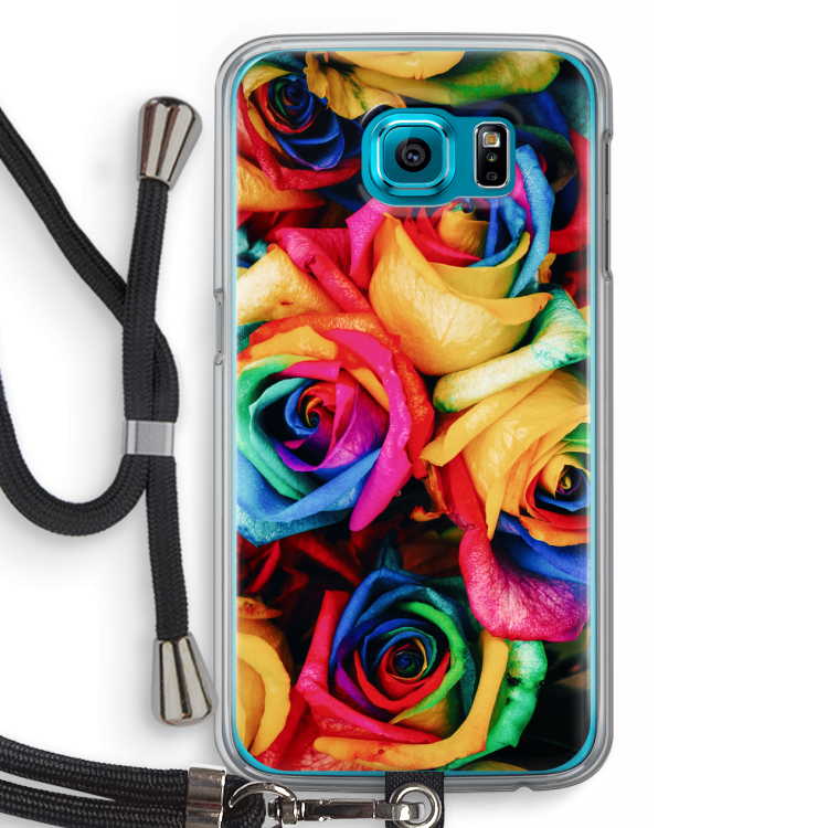 Neon bloemen: Samsung Galaxy S6 Transparant Hoesje met koord