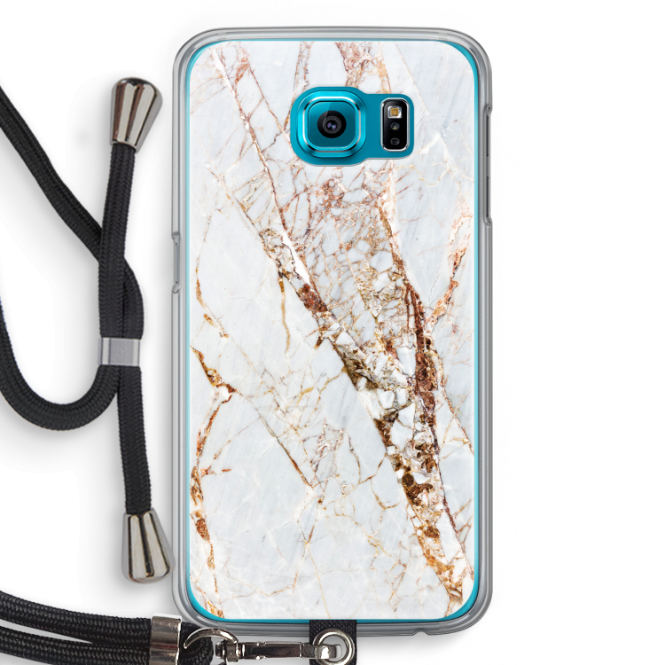 Goud marmer: Samsung Galaxy S6 Transparant Hoesje met koord