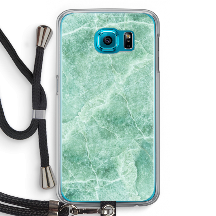 Groen marmer: Samsung Galaxy S6 Transparant Hoesje met koord