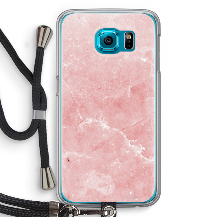 Roze marmer: Samsung Galaxy S6 Transparant Hoesje met koord