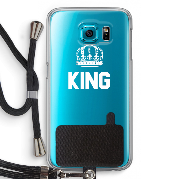 King zwart: Samsung Galaxy S6 Transparant Hoesje met koord