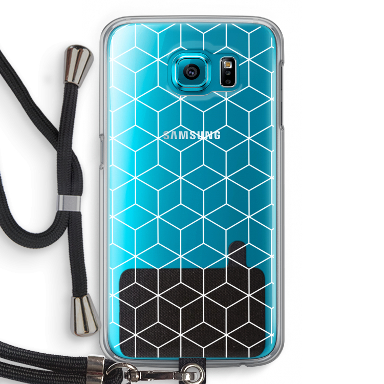 Zwart-witte kubussen: Samsung Galaxy S6 Transparant Hoesje met koord
