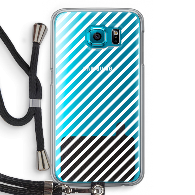 Strepen zwart-wit: Samsung Galaxy S6 Transparant Hoesje met koord