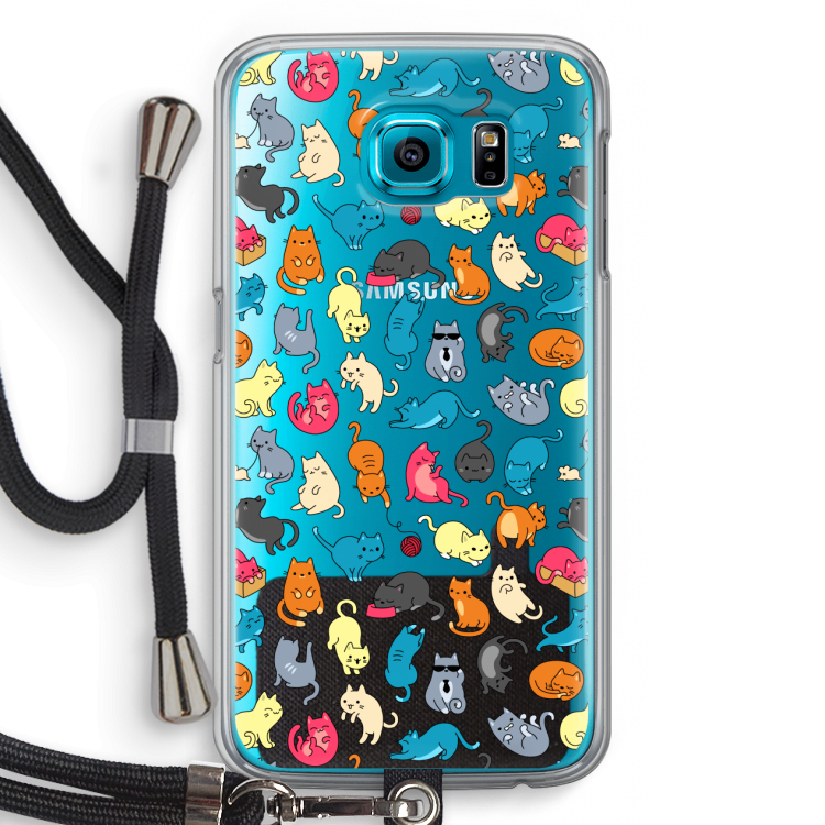 Kleurrijke katten: Samsung Galaxy S6 Transparant Hoesje met koord
