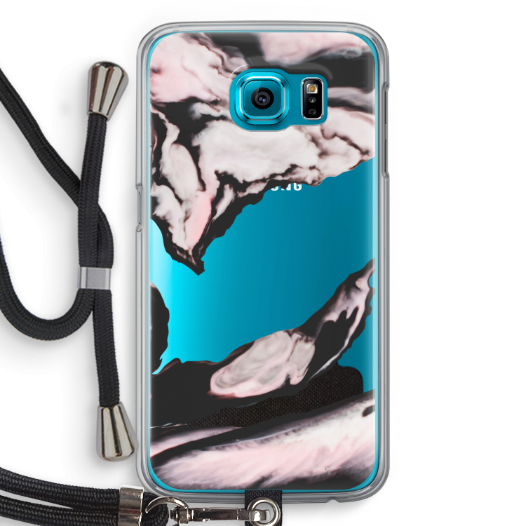Roze stroom: Samsung Galaxy S6 Transparant Hoesje met koord