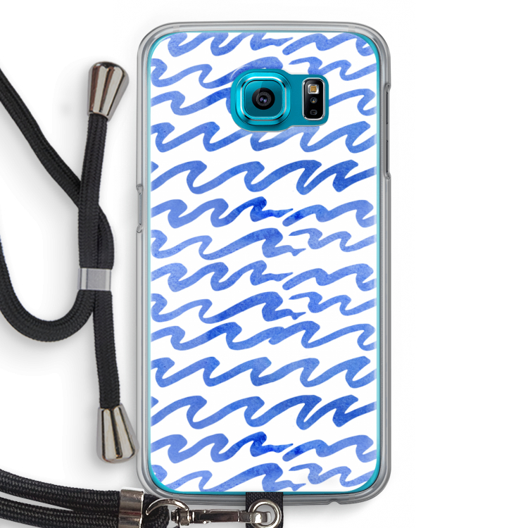 Blauwe golven: Samsung Galaxy S6 Transparant Hoesje met koord