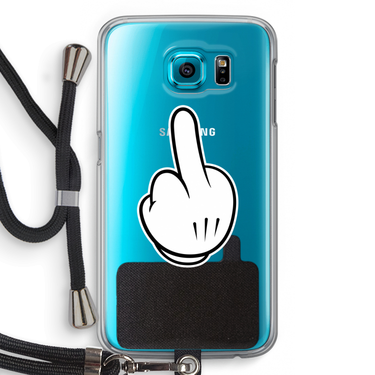 Middle finger white: Samsung Galaxy S6 Transparant Hoesje met koord
