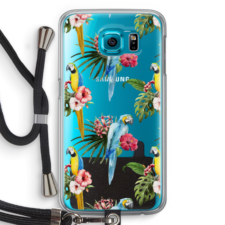 Kleurrijke papegaaien: Samsung Galaxy S6 Transparant Hoesje met koord