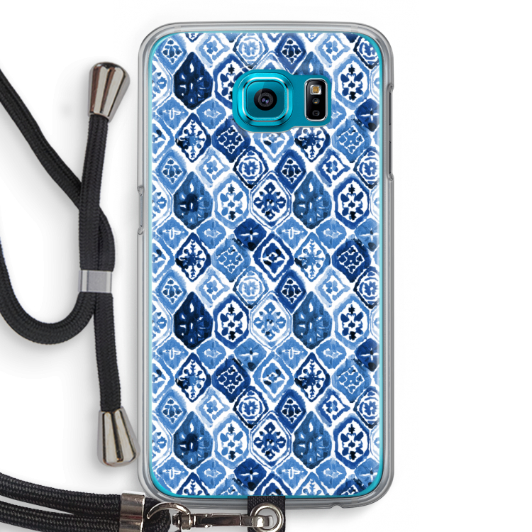 Blauw motief: Samsung Galaxy S6 Transparant Hoesje met koord