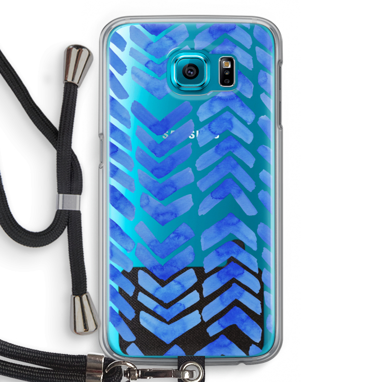 Blauwe pijlen: Samsung Galaxy S6 Transparant Hoesje met koord