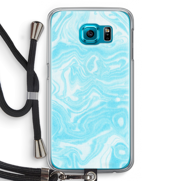 Waterverf blauw: Samsung Galaxy S6 Transparant Hoesje met koord