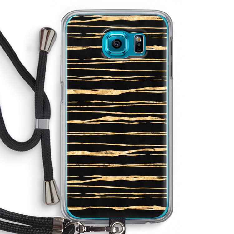 Gouden strepen: Samsung Galaxy S6 Transparant Hoesje met koord
