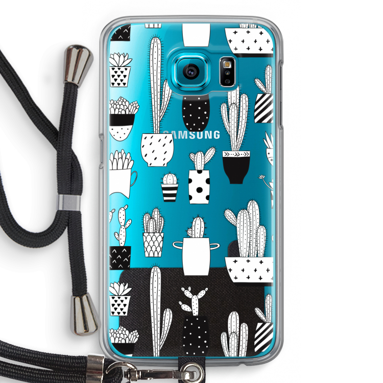 Cactusmotief: Samsung Galaxy S6 Transparant Hoesje met koord