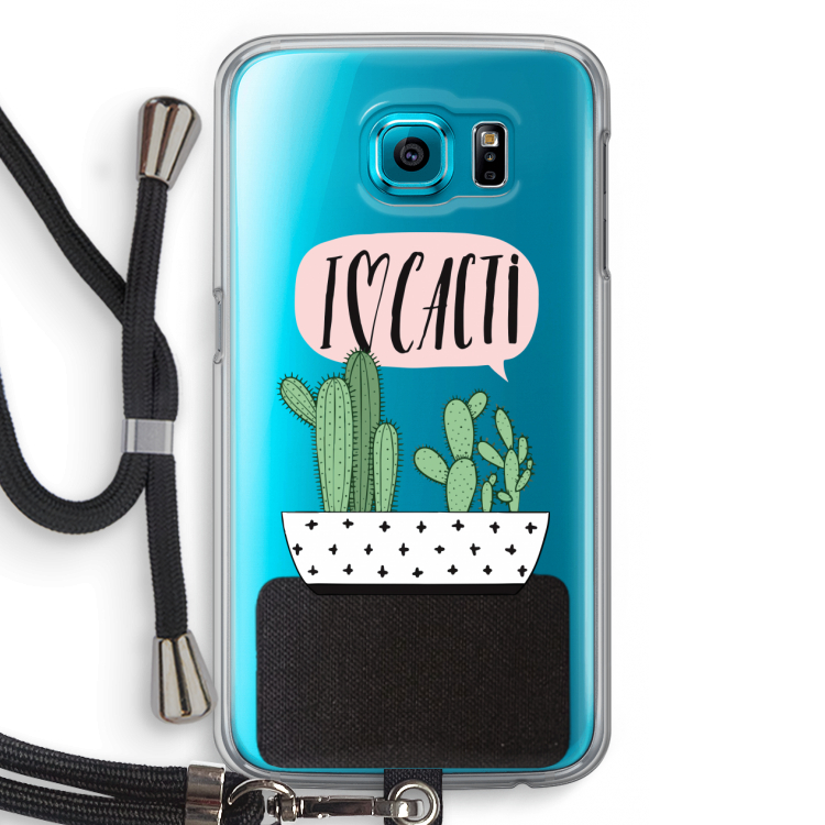 I love cacti: Samsung Galaxy S6 Transparant Hoesje met koord