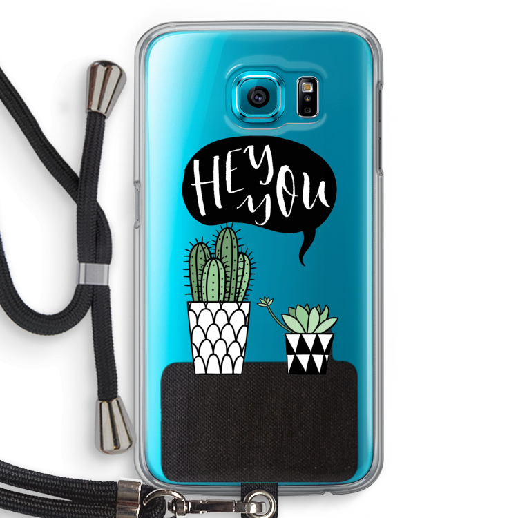 Hey you cactus: Samsung Galaxy S6 Transparant Hoesje met koord