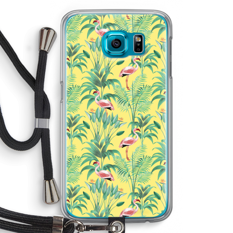 Flamingo party: Samsung Galaxy S6 Transparant Hoesje met koord