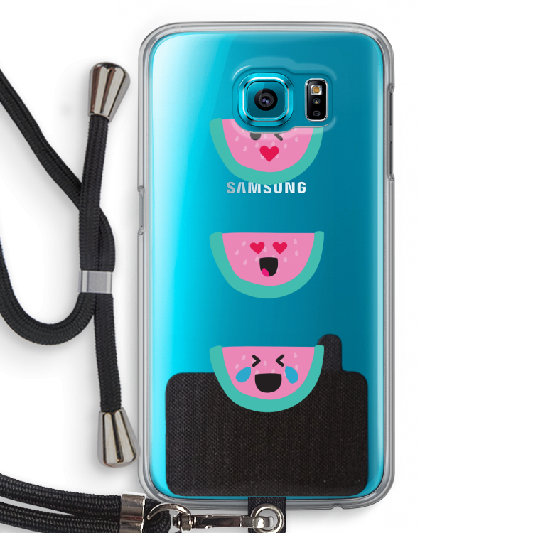 Smiley watermeloen: Samsung Galaxy S6 Transparant Hoesje met koord