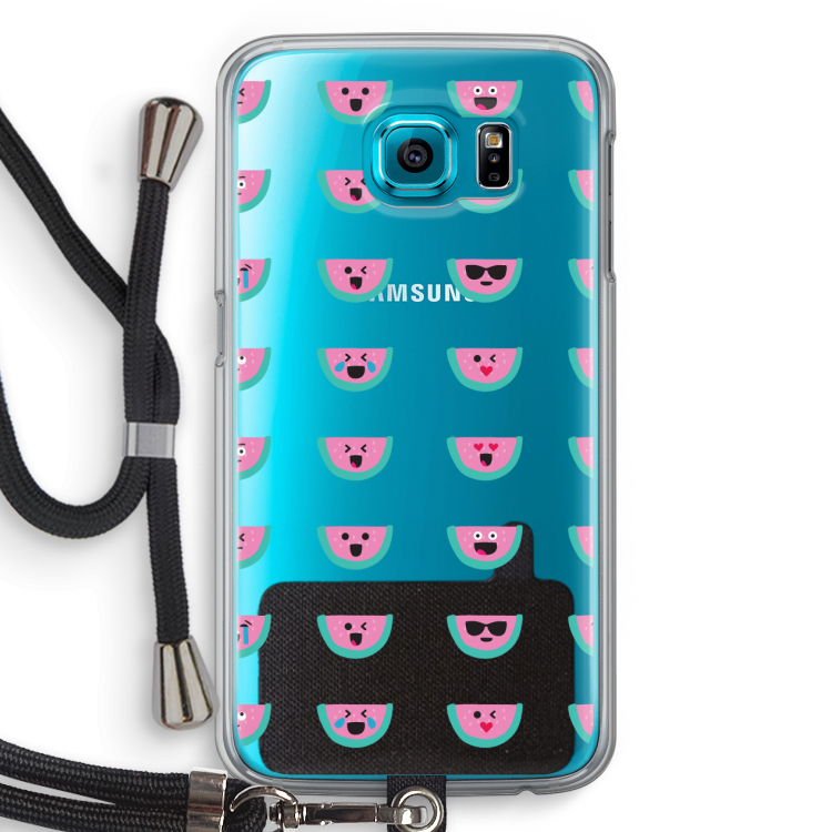 Smiley watermeloenprint: Samsung Galaxy S6 Transparant Hoesje met koord