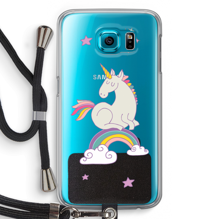 Regenboog eenhoorn: Samsung Galaxy S6 Transparant Hoesje met koord