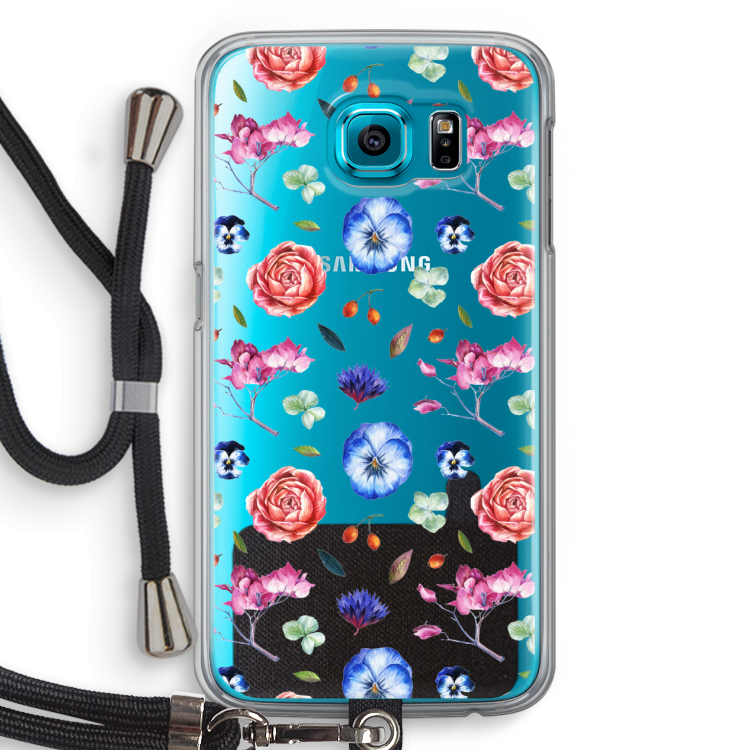 Bloemetjes: Samsung Galaxy S6 Transparant Hoesje met koord