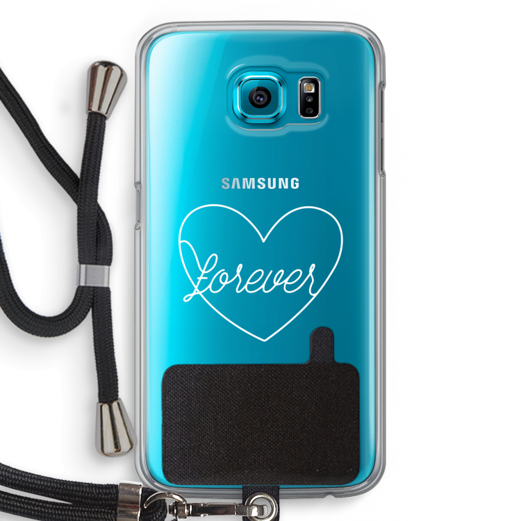 Forever heart pastel: Samsung Galaxy S6 Transparant Hoesje met koord
