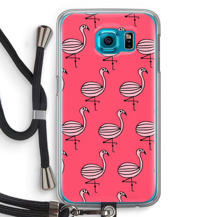 Flamingo: Samsung Galaxy S6 Transparant Hoesje met koord