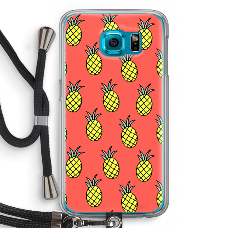 Ananas: Samsung Galaxy S6 Transparant Hoesje met koord