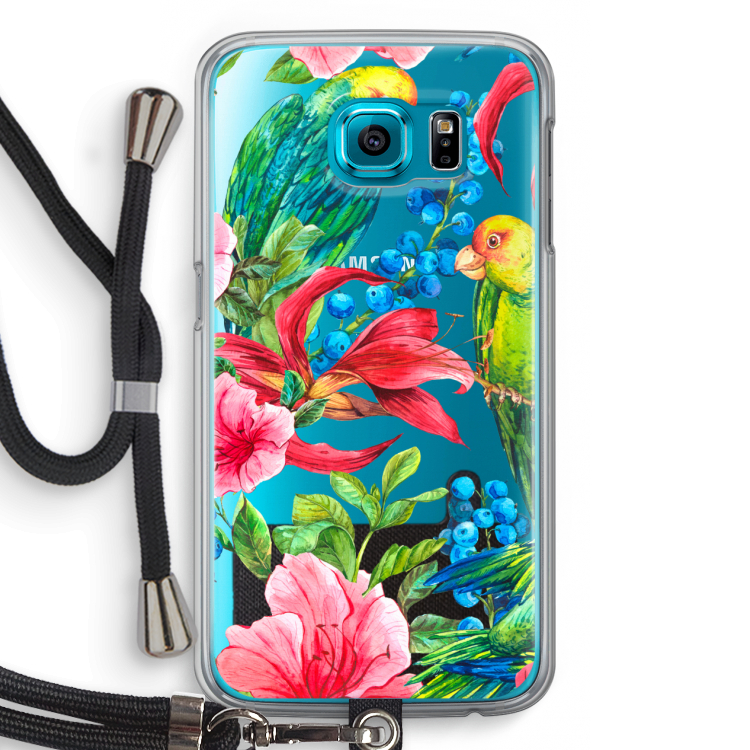 Papegaaien: Samsung Galaxy S6 Transparant Hoesje met koord