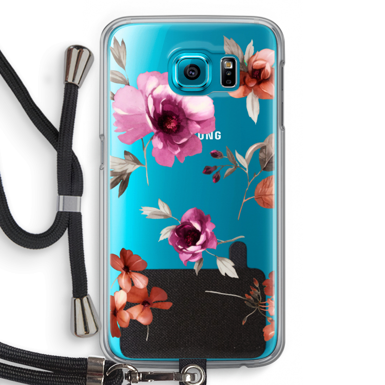 Geschilderde bloemen: Samsung Galaxy S6 Transparant Hoesje met koord
