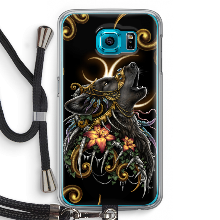Huilende Wolf: Samsung Galaxy S6 Transparant Hoesje met koord