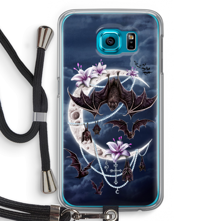 Vleermuizen Maan: Samsung Galaxy S6 Transparant Hoesje met koord