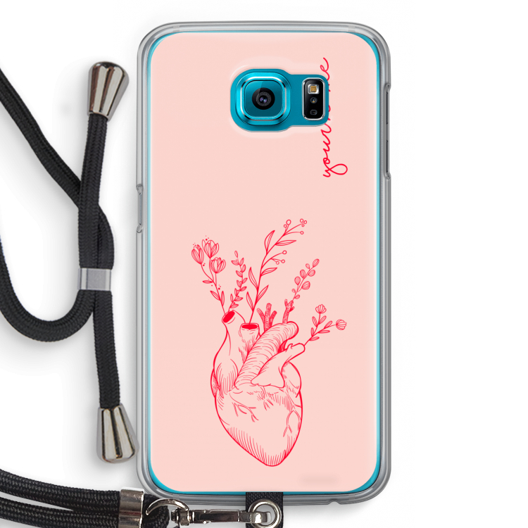 Blooming Heart: Samsung Galaxy S6 Transparant Hoesje met koord