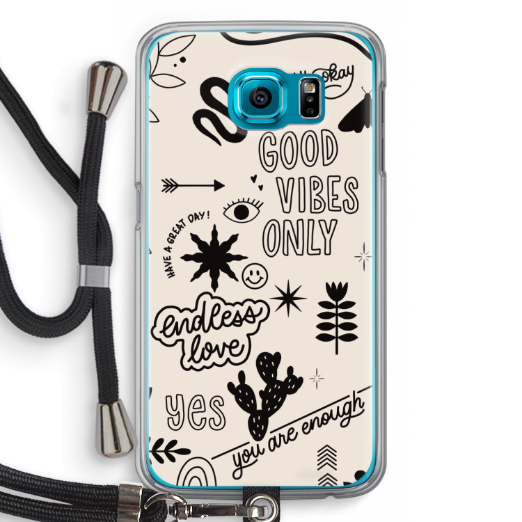 Good vibes: Samsung Galaxy S6 Transparant Hoesje met koord