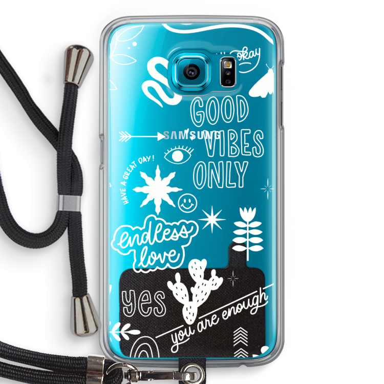 Good vibes: Samsung Galaxy S6 Transparant Hoesje met koord