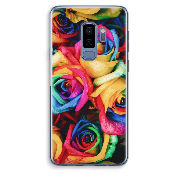 Neon bloemen: Samsung Galaxy S9 Plus Transparant Hoesje