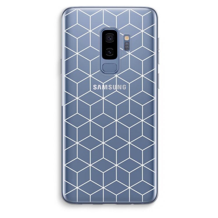 Zwart-witte kubussen: Samsung Galaxy S9 Plus Transparant Hoesje