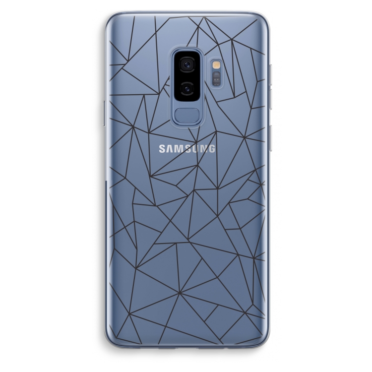 Geometrische lijnen zwart: Samsung Galaxy S9 Plus Transparant Hoesje